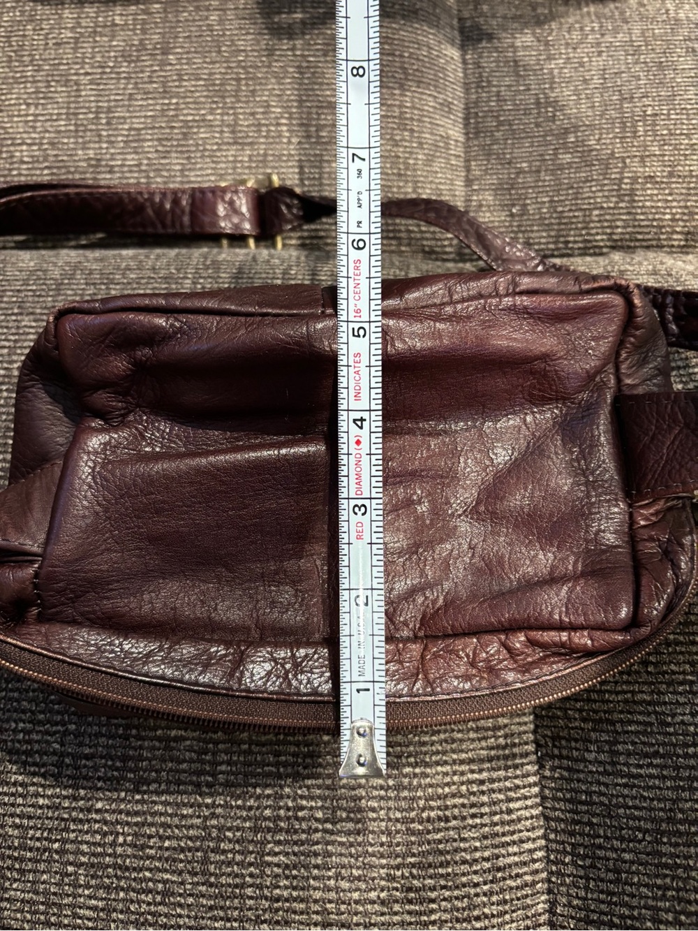 Vintage Crossbody Fanny Pack Bag - Burgundy Leather - Picture 7 of 7